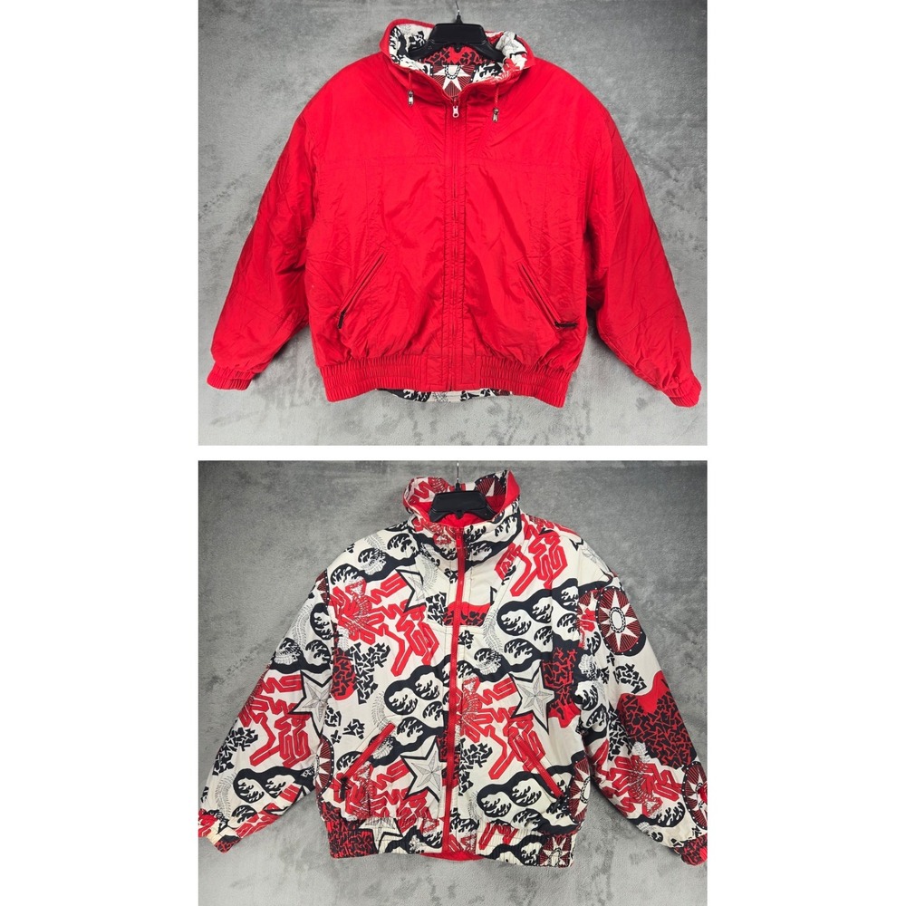 Vintage Tyrolia Skiwear Reversible Womens Large Jacket Red Black White 80s Retro